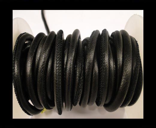 Round stitched nappa leather cord Black-6mm