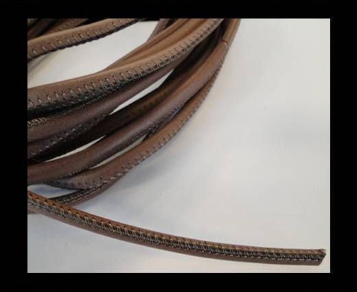 Round stitched nappa leather cord Brown-4mm