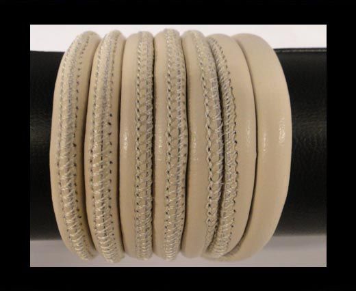 Round stitched nappa leather cord Cream-6mm