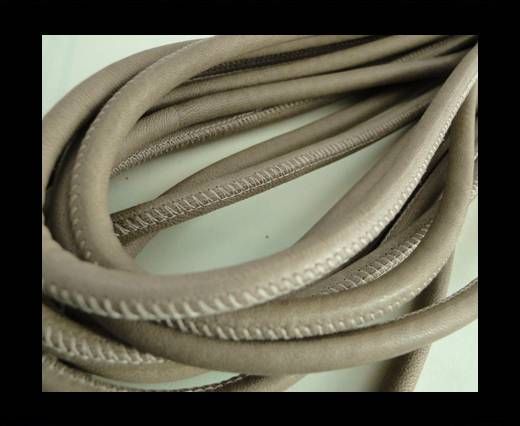 Round stitched nappa leather cord Dark Beige-4mm