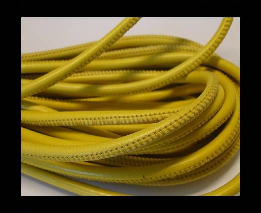 Round stitched nappa leather cord Lime-4mm