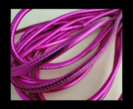 Round stitched nappa leather cord Neon Fuchsia-4mm