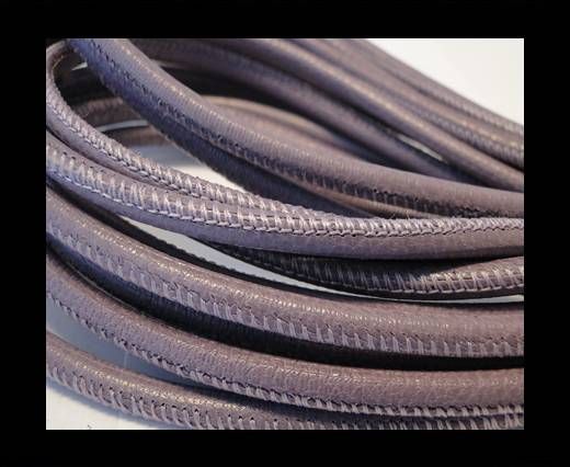 Round stitched nappa leather cord Dusty purple-4mm