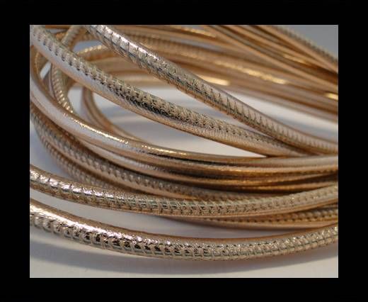 Round stitched nappa leather cord Rose Gold-4mm