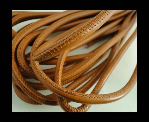 Round stitched nappa leather cord Saddle Brown-6mm