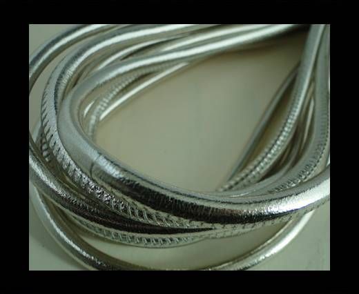 Round stitched nappa leather cord Silver-6mm