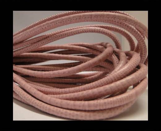 Round stitched nappa leather cord Snake-style -Pink -4mm