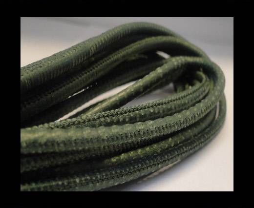 Round stitched nappa leather cord Snake-style -Green -4mm