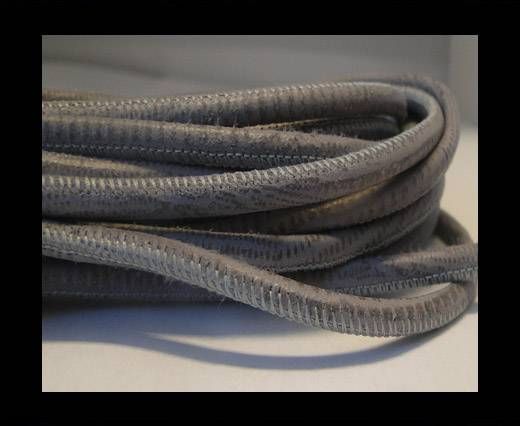 Round stitched nappa leather cord Snake-style -Grey -4mm