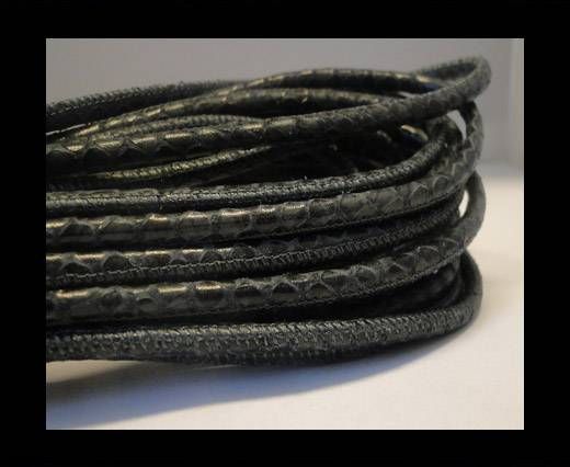 Round stitched nappa leather cord Snake-style -Vintage Green-Grey -4mm