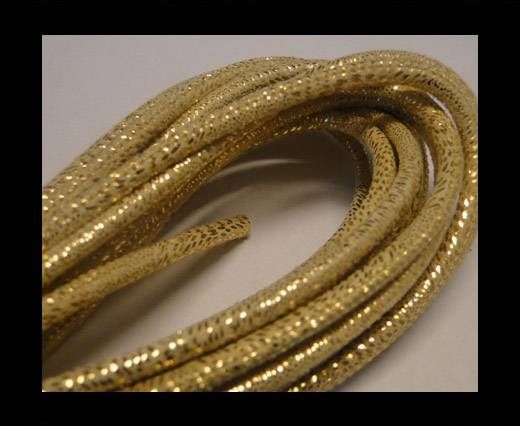 Round stitched nappa leather cord Gold -4mm