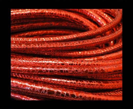 Round stitched nappa leather cord Snake-style-Metalic Red-4mm