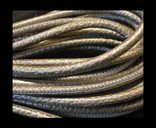 Round stitched nappa leather cord Snake-style-Shiny Grey-4mm