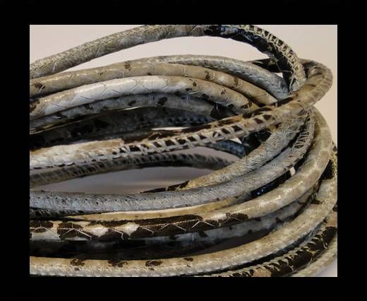 Round stitched nappa leather cord Snake-style-Pithon Natural-4mm