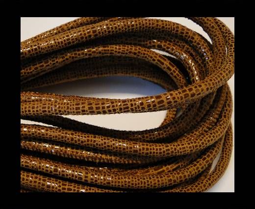 Round stitched nappa leather cord Snake-style-Shinny Mahagony-4mm