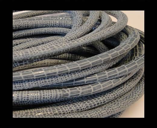 Round stitched nappa leather cord Snake-style-Eton Blue-4mm