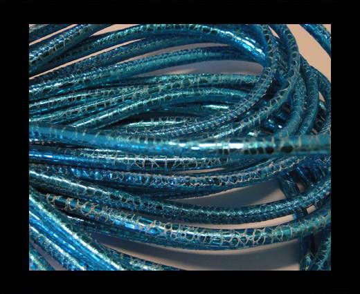 Round stitched nappa leather cord Snake-style-Metalic Turquoise-4mm