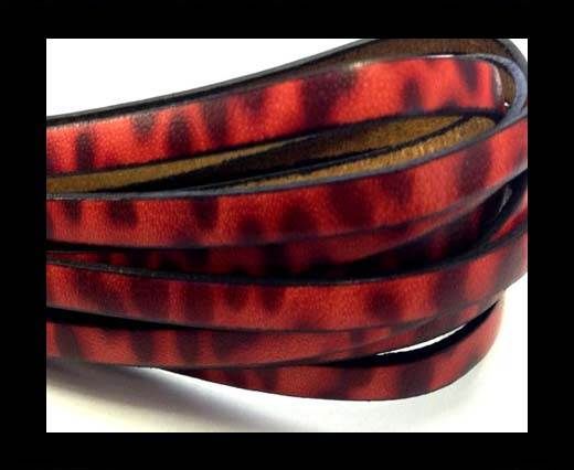 Flat Italian Leather-5mm- Leopard Red