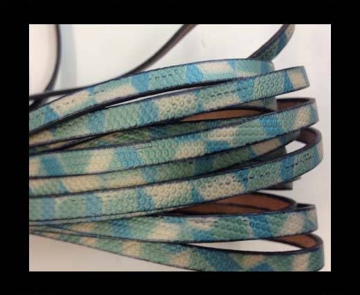 Flat Leather Italian 5mm - blue and white