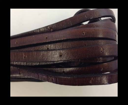 Flat Leather Italian 5mm - hole panched style-dark brown
