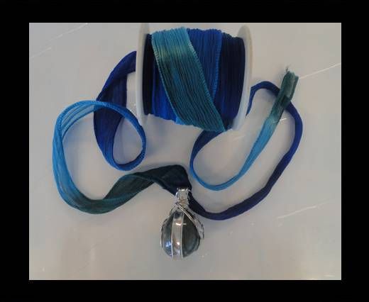 Hand dyed silk ribbons - Turquoise Aqua