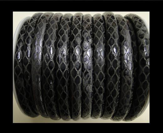 faux nappa leather 6mm Snake-Style-Oblong-Black