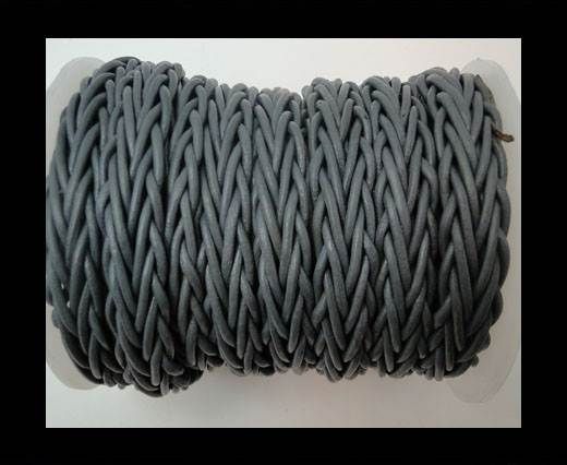 Plaited Round Leather cords -14mm - Grey