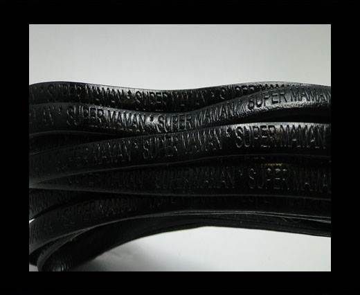 Real Flat Leather-5MM-SUPER MAMAN-Black