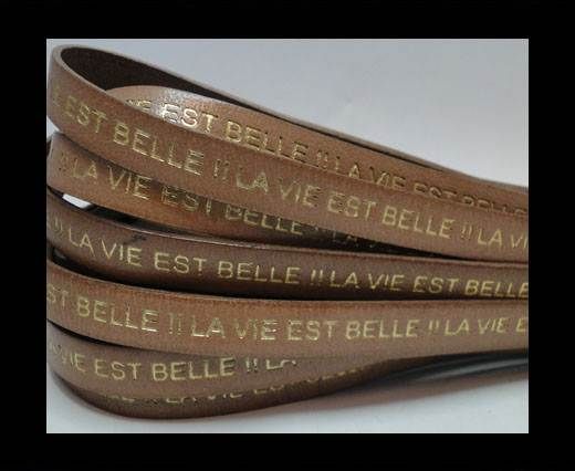 Real Flat Leather-LA VIE EST BELLE-Beige-Gold