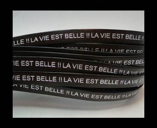 Real Flat Leather-LA VIE EST BELLE-Brown with Silver