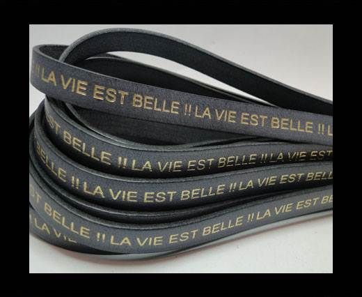 Real Flat Leather-LA VIE EST BELLE-Grey with Gold