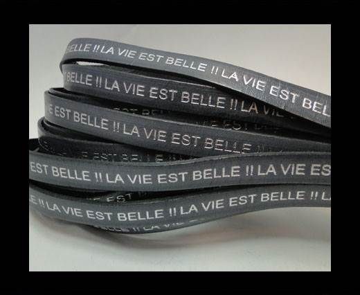 Real Flat Leather-LA VIE EST BELLE-Grey with Silver