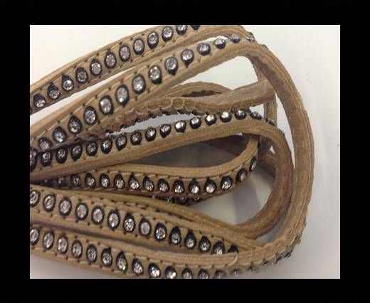 Real Nappa Flat Leather with swarovski crystals-6mm-Beige