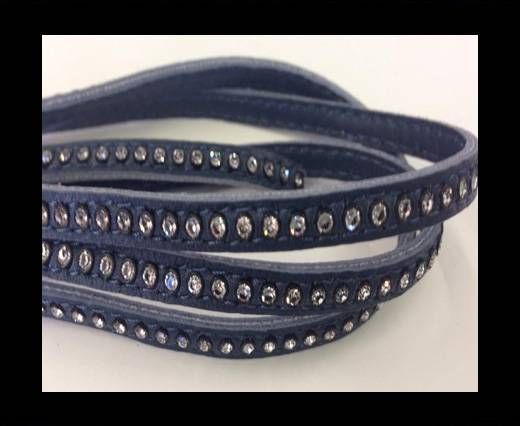 Real Nappa Flat Leather with swarovski crystals-6mm-Deep Emerald