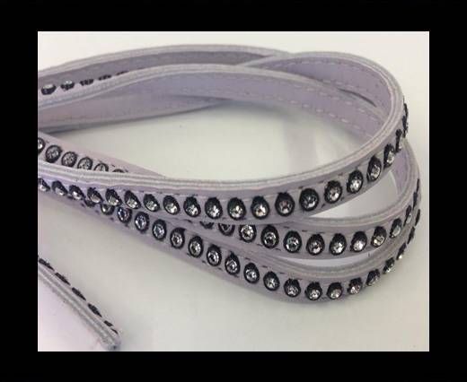 Real Nappa Flat Leather with swarovski crystals-6mm-Lila