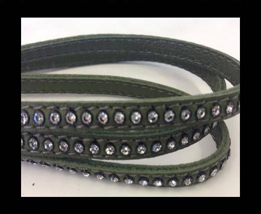 Real Nappa Flat Leather with swarovski crystals-6mm-Loden