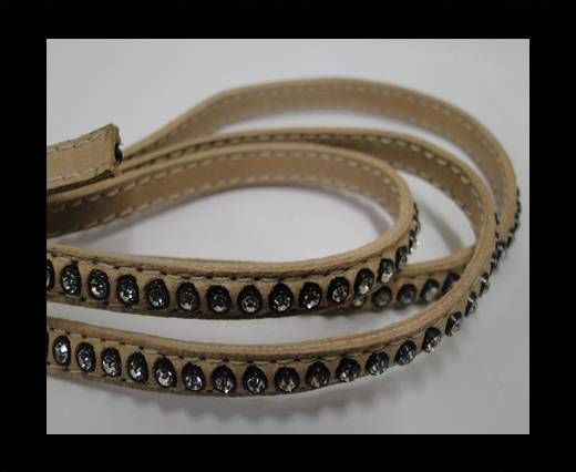 Real Nappa Flat Leather with swarovski crystals - 6mm - camel