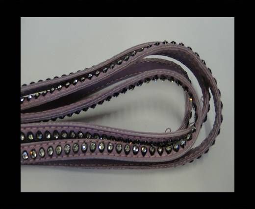 Real Nappa Flat Leather with swarovski crystals - 6mm - lila
