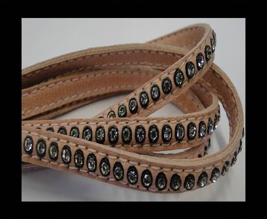 Real Nappa Flat Leather with swarovski crystals - 6mm - salmon
