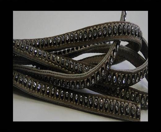 Real Nappa Flat Leather with swarovski crystals - 6mm - medium t