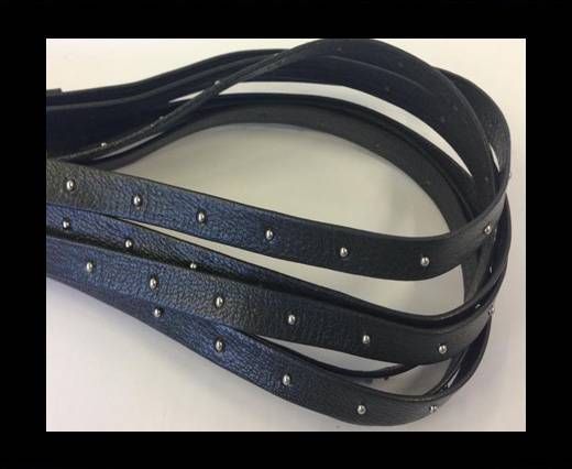 Real Nappa Leather with studs - 10mm - Dark Blue