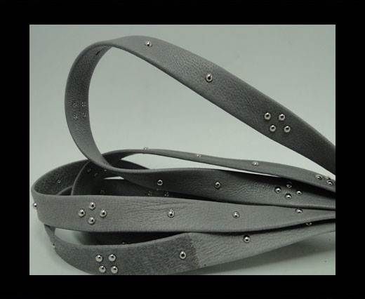 Real Nappa Leather with square studs - 10mm - Grey