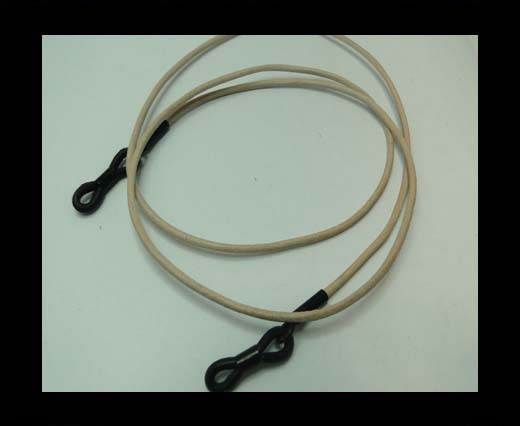 Round Leather Glass Hangers - 3mm -NATURAL