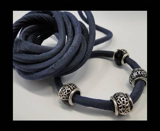 Real silk cords with inserts - 8 mm - Navy Blue