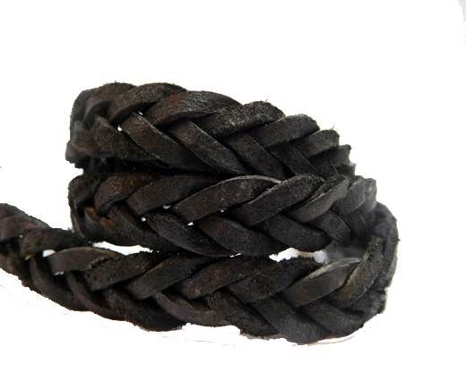 Flat braided cord - 14mm by 4mm -Vintage Waxi Black
