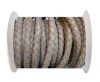 Braided Leather Cord 8 mm Light grey