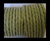 Round Braided Leather Cord SE/R/22-Olive Green - 3mm