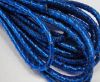 Round stitched nappa leather cord Snake-style-Crackled Blue-6mm