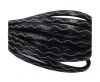 Flat Leather Italian Cord With Wavy Stitch-5mm-Dark Blue