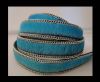 Hair-on leather with Chain-Turquoise-14mm